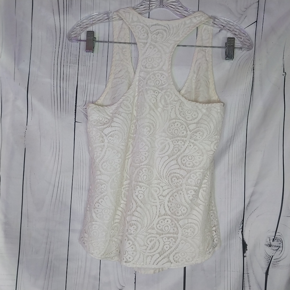 Trina Turk Kokua Off White Lace Boho Summer Coastal Racerback Tank - Picture 6 of 9